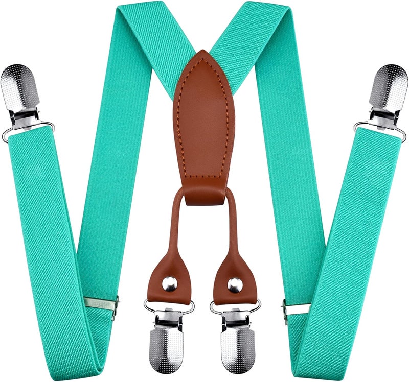 Branduce Solid Color Baby Boy Suspender with 4 Strong Clips Adjustable Kids Y Back Suspenders - Image 1
